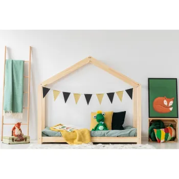 Pat pentru copii in forma de casuta din lemn de pin 70x160 cm Mila RM - Adeko imagine