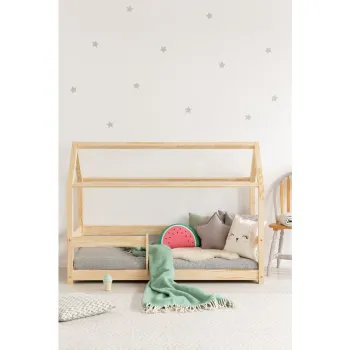 Pat pentru copii in forma de casuta din lemn de pin 90x190 cm Mila MB - Adeko imagine