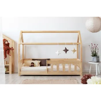 Pat pentru copii in forma de casuta din lemn de pin 90x190 cm Mila MBP - Adeko imagine
