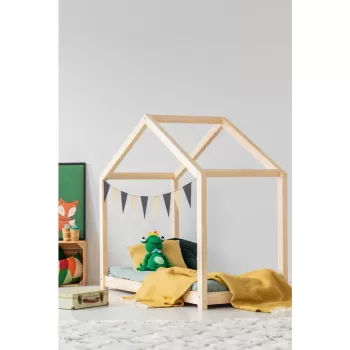 Pat pentru copii in forma de casuta din lemn de pin 90x200 cm Mila RM - Adeko imagine