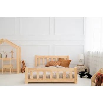 Pat pentru copii natural din lemn de pin 70x160 cm CPN - Adeko imagine