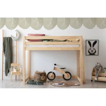 Pat pentru copii ridicat din lemn de pin 90x190 cm CLPBA - Adeko imagine