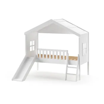 Pat pentru copii tip casa din lemn de pin 90x200 cm - Vipack imagine