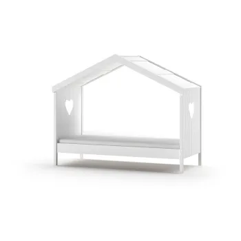 Pat pentru copii tip casuta alb 90x200 cm Amori - Vipack imagine