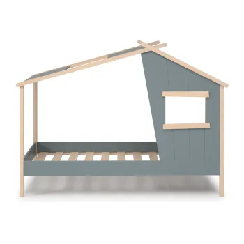 Pat pentru copii verde de tip casa din lemn de pin 90x190 cm Luba - Marckeric imagine