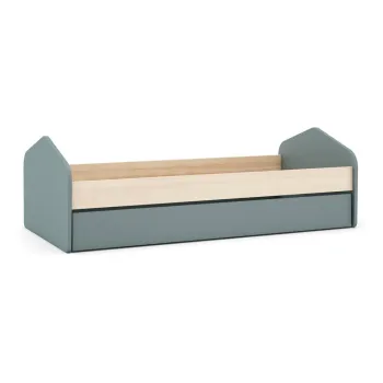 Pat pentru copii verde/in culoare naturala cu extensie suplimentara cu aspect de lemn de pin cu spatiu de depozitare 90x200 cm Estefania - Marckeric imagine