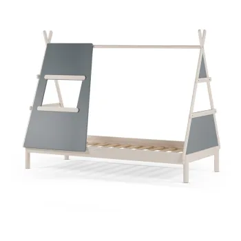 Pat pentru copii verde prafuit de tip casa din lemn de pin cu somiera 90x200 cm Enola - Marckeric imagine