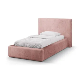 Pat roz tapitat cu spatiu de depozitare cu somiera 90x200 cm Amy - Micadoni imagine