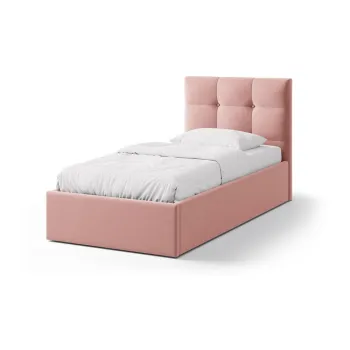 Pat roz tapitat cu spatiu de depozitare cu somiera 90x200 cm Phaedra - Micadoni imagine