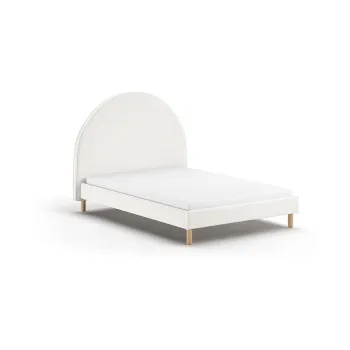 Pat single alb tapitat cu somiera 140x200 cm MOON - Vipack imagine