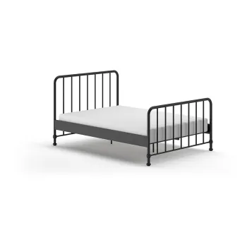 Pat single negru din metal cu somiera 140x200 cm BRONXX - Vipack imagine