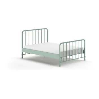 Pat single verde din metal cu somiera 140x200 cm BRONXX - Vipack imagine