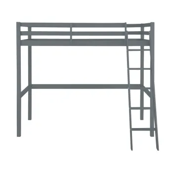 Pat supraetajat din lemn de pin Storaa Alpi2, 90 x 200 cm, gri imagine