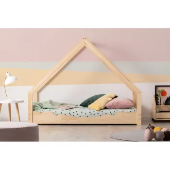 Pat tip casuta din lemn de pin pentru copii Adeko Loca Dork, 90 x 200 cm imagine