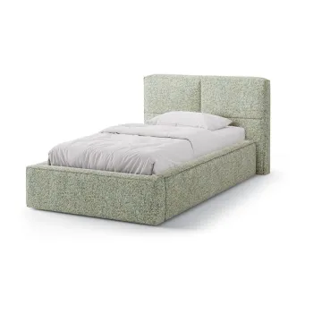 Pat verde tapitat cu spatiu de depozitare cu somiera 90x200 cm Darren - Micadoni imagine