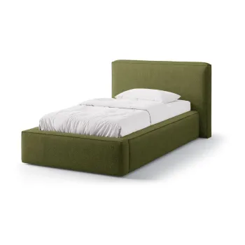 Pat verde tapitat cu spatiu de depozitare cu somiera 90x200 cm Jodie - Micadoni imagine