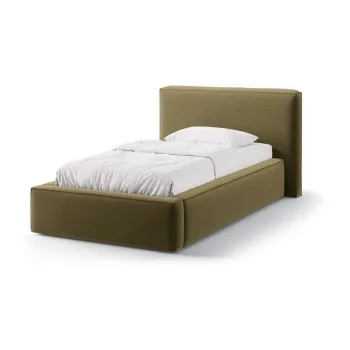 Pat verde tapitat cu spatiu de depozitare cu somiera 90x200 cm Jodie - Micadoni imagine