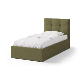 Pat verde tapitat cu spatiu de depozitare cu somiera 90x200 cm Phaedra - Micadoni imagine