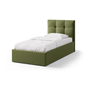 Pat verde tapitat cu spatiu de depozitare cu somiera 90x200 cm Phaedra - Micadoni imagine