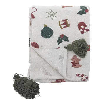 Patura alba 130x160 cm cu model de Craciun Yule - Bloomingville imagine