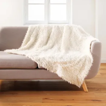 Patura alba din blana artificiala 125x150 cm Mouton - douceur d'interieur imagine