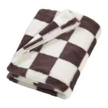 Patura alba/maro inchis 130x170 cm Cosy Soft Checkerboard - Catherine Lansfield imagine