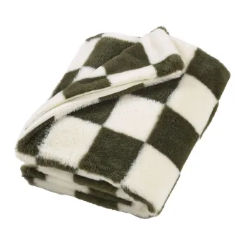 Patura alba/verde 130x170 cm Cosy Soft Checkerboard - Catherine Lansfield imagine