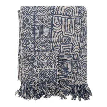 Patura albastra din amestec de bumbac 130x160 cm Bresso - Bloomingville imagine