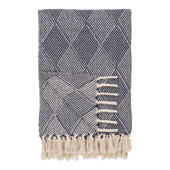 Patura albastra din bumbac reciclat 130x180 cm Izmir - House Nordic imagine