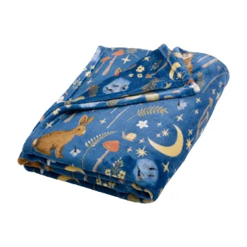 Patura albastra din microplus/cocolino 130x170 cm Enchanted Twilight Animals - Catherine Lansfield imagine