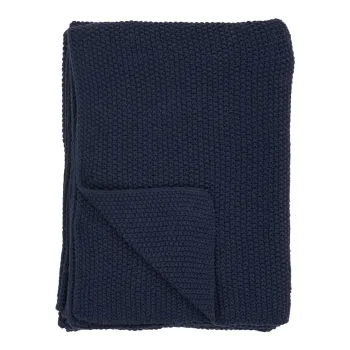 Patura albastru-inchis din bumbac reciclat 130x170 cm Santos - House Nordic imagine