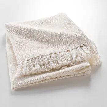 Patura crem din amestec de bumbac 125x150 cm Ziggy - douceur d'interieur imagine