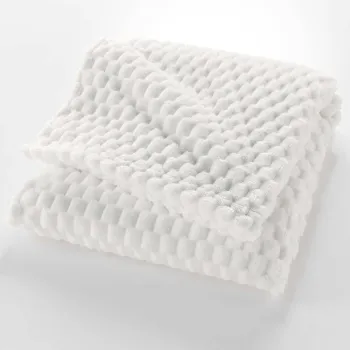 Patura crem din microflanel 125x150 cm Mini Frosty - douceur d'interieur imagine