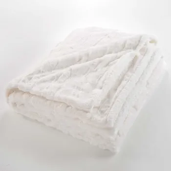 Patura crem din microplus/cocolino 180x220 cm Foxy - douceur d'interieur imagine