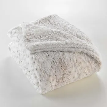 Patura grej din blana artificiala 180x220 cm Alaska - douceur d'interieur imagine