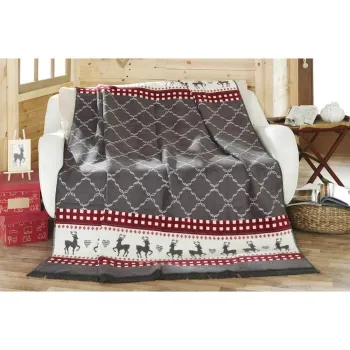 Patura gri 150x200 cm cu model de Craciun - Mila Home imagine