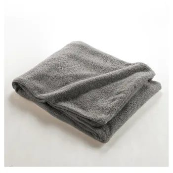 Patura gri din polar/fleece 125x150 cm Curly Wooly - douceur d'interieur imagine