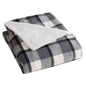 Patura gri din sherpa 125x150 cm Ecossais - douceur d'interieur imagine