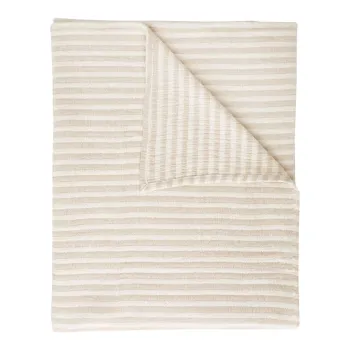 Patura in culoare naturala din bumbac 150x200 cm Cotton Muslin Stripe - Bianca imagine