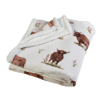 Patura maro/bej din microplus/cocolino 130x170 cm Angus Highland Cow - Catherine Lansfield imagine