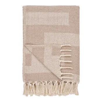 Patura maro deschis din bumbac reciclat 130x180 cm Adana - House Nordic imagine