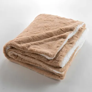 Patura maro deschis din microplus/cocolino 180x220 cm Foxy - douceur d'interieur imagine