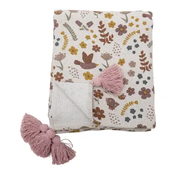 Patura pentru copii alba-roz 130x160 cm Kristine - Bloomingville Mini imagine