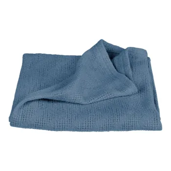 Patura pentru copii albastra din bumbac organic tricotata 80x80 cm Seashells - Roba imagine