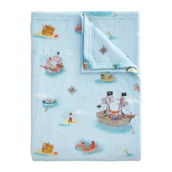 Patura pentru copii albastra din microplus/cocolino 150x200 cm Pirates - Belle & Boo imagine