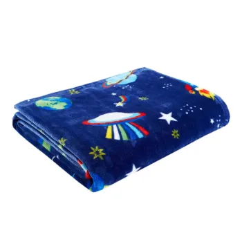 Patura pentru copii albastru-inchis din microplus 130x170 cm Lost in Space - Catherine Lansfield imagine
