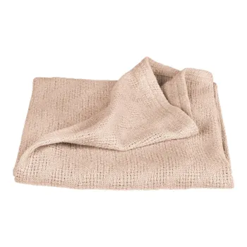 Patura pentru copii bej din bumbac tricotata 80x80 cm Frosty Almond - Roba imagine