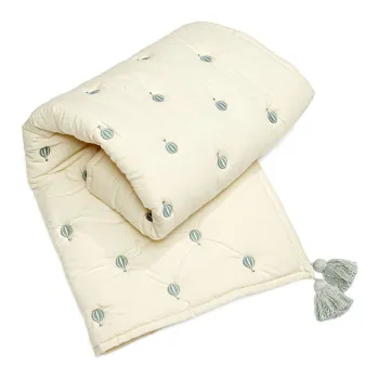 Patura pentru copii, galben-deschis/albastra din bumbac organic matlasata 90x120 cm Balloon - Cam Cam Copenhagen imagine