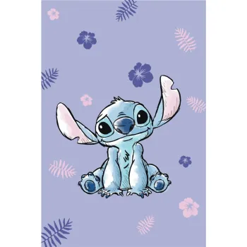 Patura pentru copii mov din microflanel 100x150 cm Lilo and Stitch - Jerry Fabrics imagine