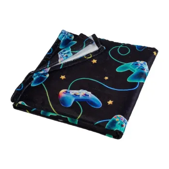 Patura pentru copii neagra/albastra din microplus/cocolino 130x170 cm Gamer - Catherine Lansfield imagine
